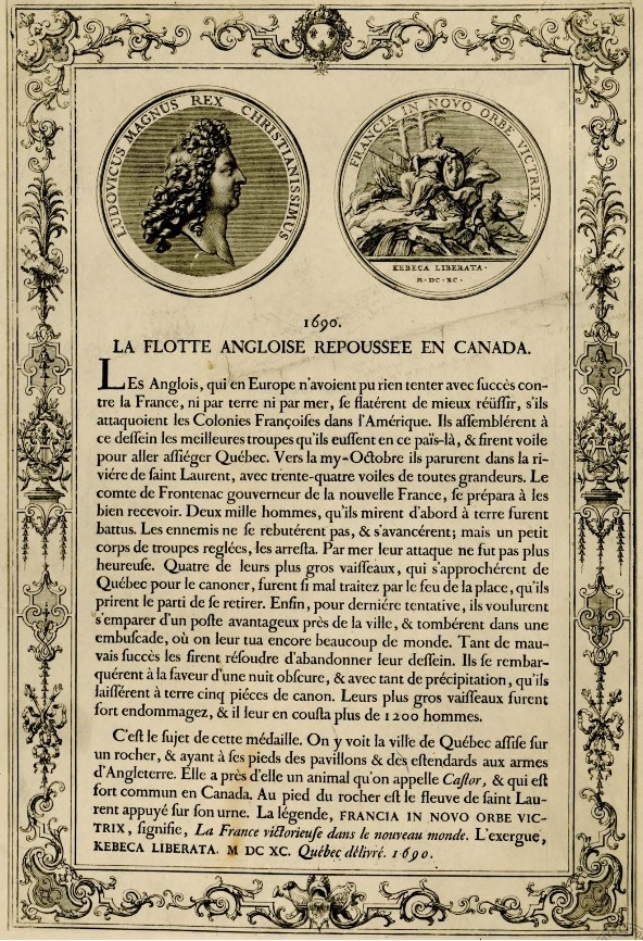 Reproduction d’une médaille commémorant la défense de Québec en 1690